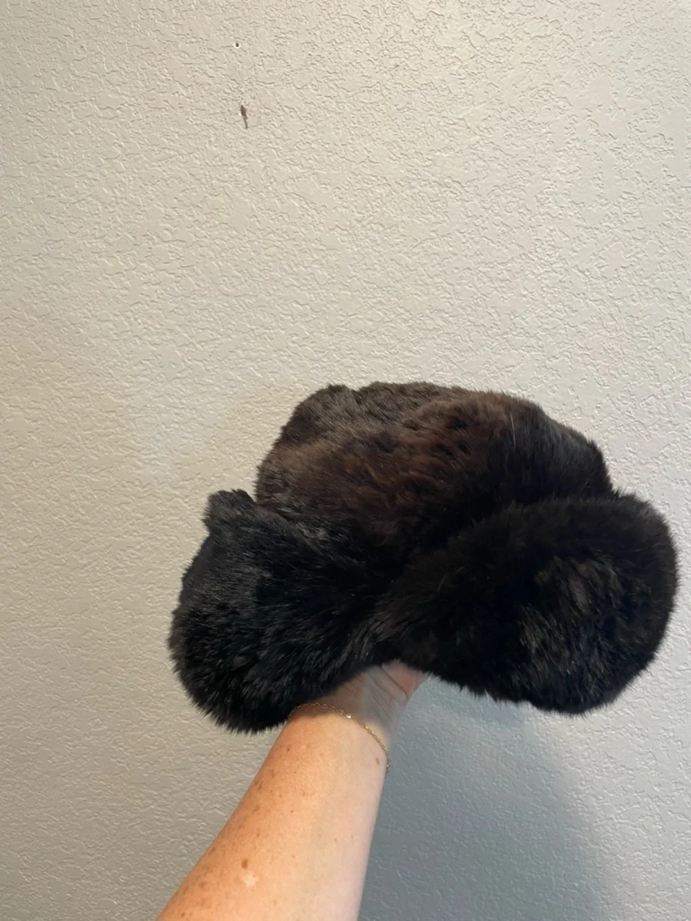 Vintage Real Fur Russian Style Hat Dark Brown Trapper Ushanka Winter Fur Hat